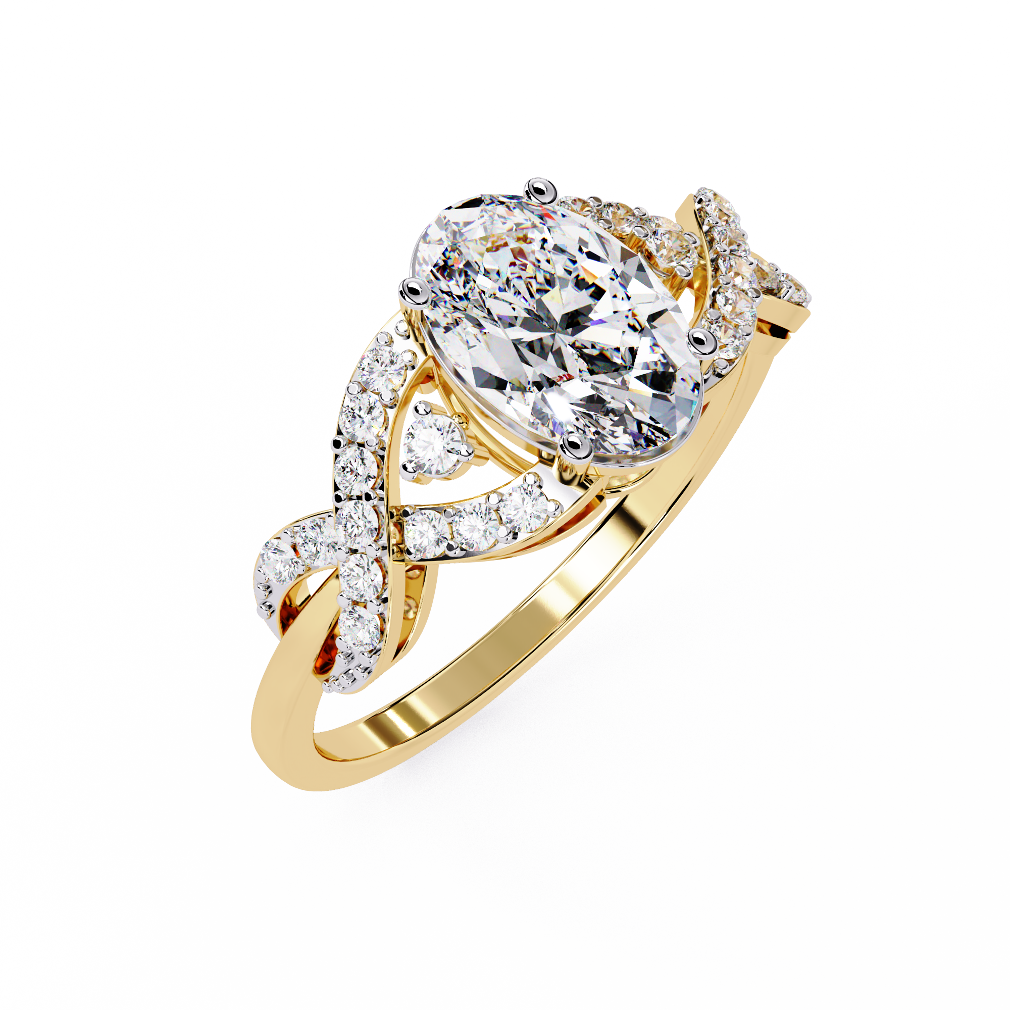 1.8 CT Pave Lab Grown Yellow Gold Ring | Solitairekart